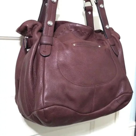 NEW B Makowsky Western Brown 100% Leather Shoulder Bag Purse Magnet Zip Close - Picture 11 of 13